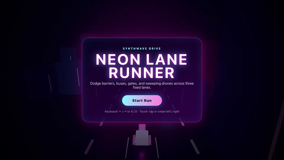 Neon Lane Runner · 截图 1